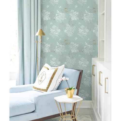 Peel and Stick Wallpaper Green Floral Contact Paper Modern Wall Paper Self-Adhesive Removable Waterproof for Bedroom Bathroom Papel Tapiz para Pared 16.14"x78.7"
