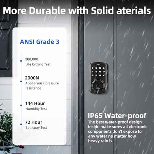Deadbolt Smart Lock for Front Door, Keyless Entry Door Lock, Bulit-in Wi-Fi with App Remote Control, No Bridge Required, IP65 Waterproof