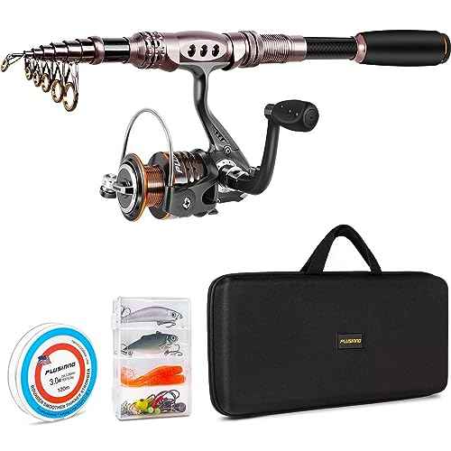 PLUSINNO Fishing Rod and Reel Combos Carbon Fiber Telescopic Fishing Pole with Reel Combo Sea Saltwater Freshwater Kit Fishing Rod Kit