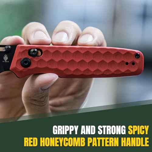 Kizer Task Pocket Knife, 3.04 Inch Nitro V Sheepsfoot Blade EDC Folding Knife with Innovative Clutch Lock, Spicy Red G10 Handle Camping Knives, Small Hunting Knives with Thumb Stud Opener, V3641A2