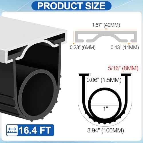 MYFAMIREA 16.4FT Garage Door Seals Bottom Rubber, Pre-drilled Aluminum Track Retainer Kit Weather Stripping, U+O Ring Weatherproof Threshold Strip Replacement Bottom for Garage Door,1.57" Width, Black