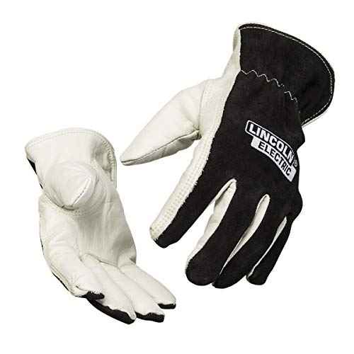 Lincoln Electric Welders Leather Drivers Gloves | Top Grain & Split Leather | Cotton Liner | Medium | K3770-M, White