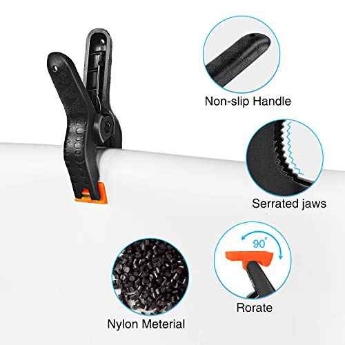Yesker Backdrop Spring Clamps - 8 Pack, 4.4 inch Nylon Heavy Duty Clips for Background Stand, Photo Studio, Photography, Chromakey Screen, Wood Working