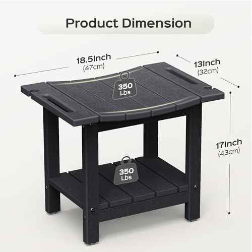 LyriFine Shower Bench - HDPE Waterproof Shower Bench for Inside Shower, 18.7" Shower Stool with Shower Head Holder, 350lbs Shower Seat with Storage Shelf, Shower Chair for Bathroom Indoor Outdoor Use