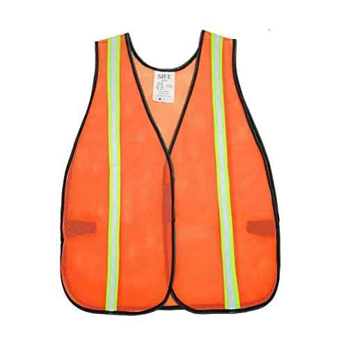 SIFE 10 Pack High Visibility Reflective Safety Vest,Made from Breathable and Neon Orange Mesh Fabric with Stretchable design,light weight for Man and Woman(Orange, 10 pack)
