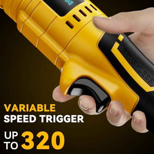 3/8" Extended Cordless Ratchet Wrench for De-Walt 20V Battery, 74Ft-Lbs Brushless Motor Electric Ratchet with 320RPM Variable Speed, 8 Sockets, 3/8" to 1/4" Adapter, 6" Extension Bar (Tool Only)