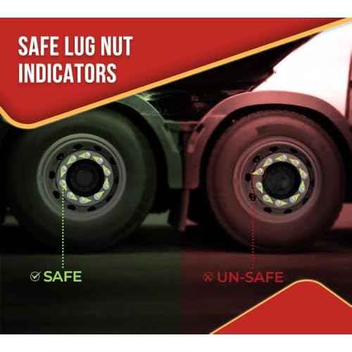 Mytee Products 100 Pcs Checkpoint Loose Wheel Lug Nut Indicator for 33MM Nuts - High Visibility Green 22mm Pointed Studs - Wheel Check Indicators for Commercial Trucks, Enclosed Trailers, Semi