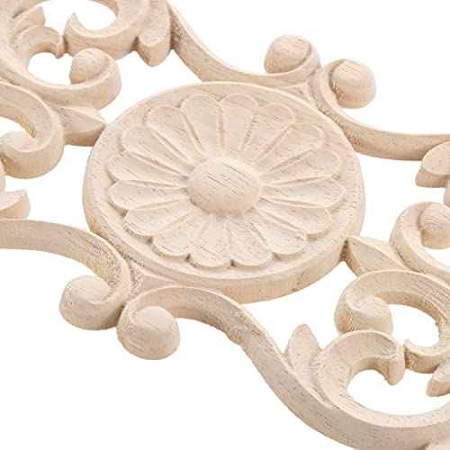 MUXSAM Wood Onlays Appliques, Long Wooden Carved Overlays Furniture Center Carvings Decals for Cabinet Closet Door Wall Dresser DIY Crafts Project(1-Pack, 40x9cm/15.8"x3.6")