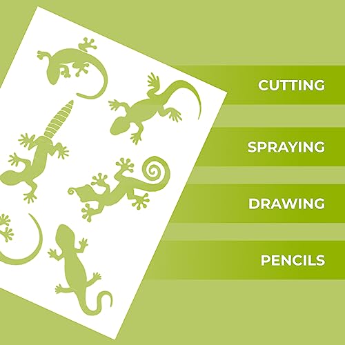 Lizard Stencil | Aztec Lizards Gecko Reptile Stencils for Painting on Wood, Glass, Wall, Rock, Fabric, Walls, Canvas, Glassware | Reptile Print Stencil