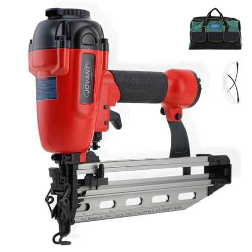 Pnumatic Finish Nailer,16Gauge nail Gun Acepts 3/4 Inch up to 2-1/2 Inch finish Nails.Brad Nailer Gun Can Hit Hardwood Ideal for Upholstery, Woodworking Door (Include portable bag)