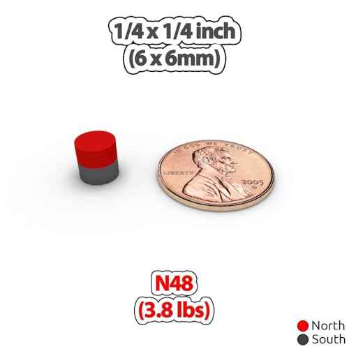 Circular Disk Magnet Cylinders 1/4 - Magnetic Stick Pins Holder Lifter Fastener 6mm Round Disc Cylinder Magnets (25 Pack)
