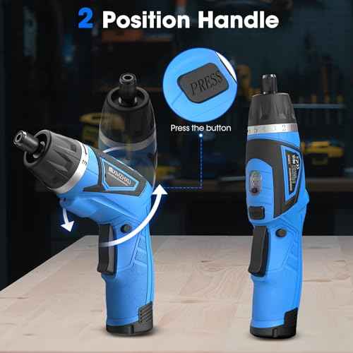 Cordless Screwdriver,8V Electric Screwdriver with 2X 2000mAh Battery,6+1Torque, 10N¡¤m Max Rechargable Power Screwdriver 47pcs Bits, LED Light,Flexible Shaft