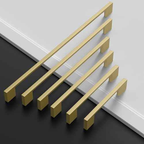 Amerdeco 10 Pack Brushed Gold Cabinet Pulls 7.5 Inch(192MM) Hole Centers Kitchen Cabinet Handles Cabinet Hardware Kitchen Handles for Cabinets Cupboard Handles Drawer Pulls ZH0060