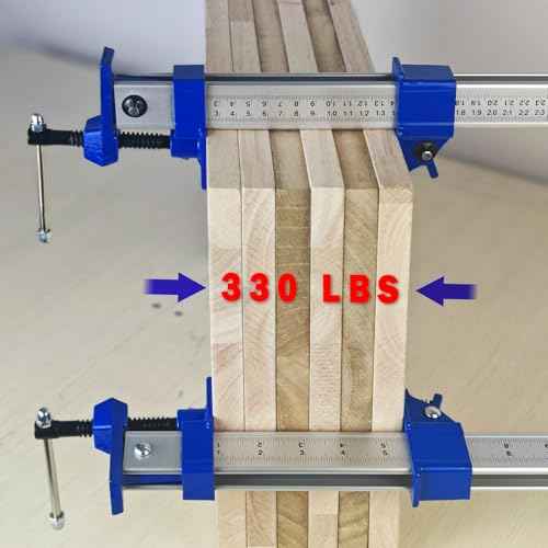 FEIRONG 48 Inch Heavy Duty Bar Clamps (2 Pack) - Dual-Scale Ruler (Inch & CM), 330LB Capacity, 90¡Æ Angled Jaws for Cabinet Making, Door Assembly, Professional Woodworking (Blue)