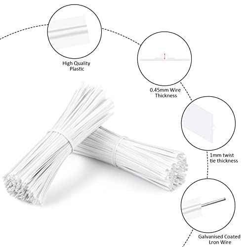 500 Pcs Black Twist Ties, 5" Plastic Twist Ties for Bags, Household & Office Use