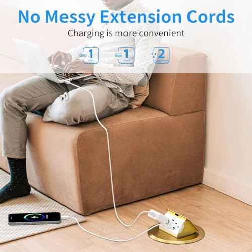 Floor Outlet 20A Pop up Outlet with 25W USB C & USB A, Floor Outlet with 2 AC Outlets Compatible with High-Power Appliances,Update The Soft Pop Make It More Stable and Smooth