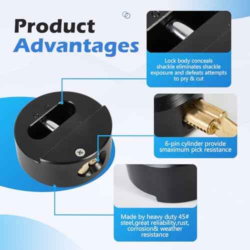 3 Pack Puck Locks for Trailers Keyed Alike 2-7/8¡± Hidden Shackle Padlocks Heavy Duty Solid Steel Trailer Door Lock W/6 Keys High Security Anti Theft Van Door Lock for Trucks Shed