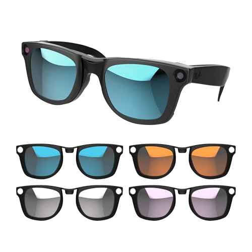 HiBloks 4Pcs Polarized Clip Compatible with Ray-Ban Meta Wayfarer & Gen 2 (RW4008/RW4012 Large), Color Changing Clip Set for Rayban Meta Gen 2 Smart Glasses Discoloration Clip (Gray+Pink+Blue+Orange)