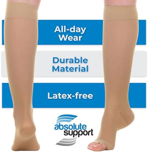 (3 Pack) Sheer Compression Socks for Women 20-30mmHg Open Toe - Toeless Knee Highs Support Stockings for Circulation - A416
