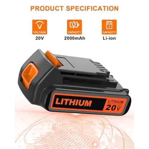 20 Volt MAX 2.0AH Battery Compatible with Black and Decker 20v Lithium Battery lbxr20 lbxr2020 LBXR2520 LB2X4020£¬Compatible with All Black and Decker 20V Power+ Tools LDX120C LST300