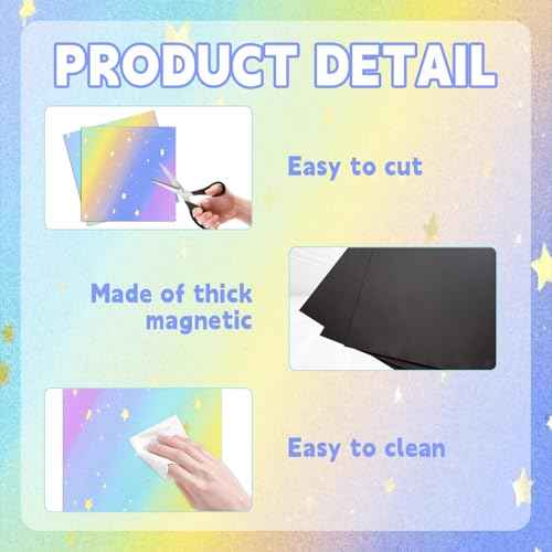6 Pcs School Locker Magnetic Wallpaper 12" x 12"Removable, Waterproof, Trimmable Sticker Locker Decorations Accessories, Back to School Supplies University Students Teens and Office Wall(Rainbow)