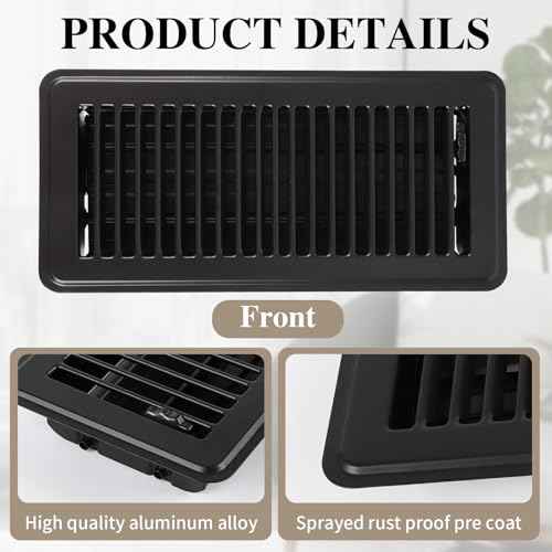 12 Pcs Black Floor Vents 4x10 Heavy Duty Metal Floor Vent Covers Vent Covers for Home Floor with Adjustment Damper Rust Proof Finish for Home Office Wall Floor Registers Grilles and Vents