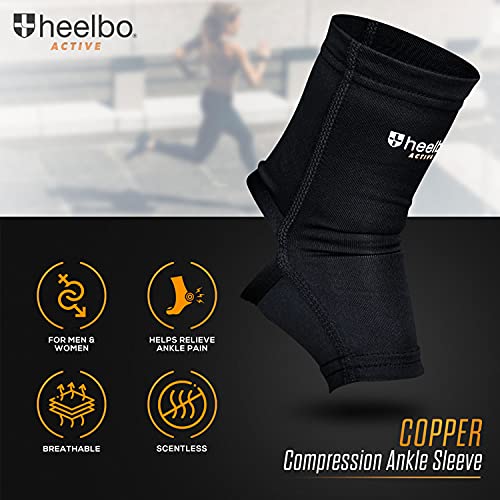Ankle Compression Sleeve and Compression Sock Made with Copper Infused Fibers and Breathable Fabric for Planter Fasciitis, Achilles Tendonitis or Arch Support, Black, Medium (Pack of 2)