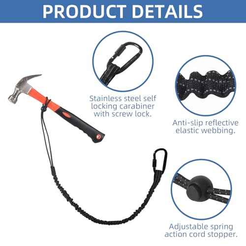 24 Pack Safety Tether Tool Lanyard, Standard Length Safety Tool Leash Fall Protection Tether with Screw Lock Carabiner & Adjustable Loop End, Maximum Weight Limit 9KG/19.8LBS