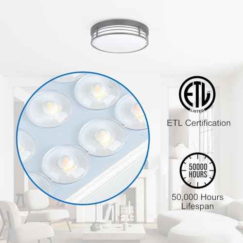 WISBEAM 13 Inch LED Ceiling Lighting Fixture, 23W Black Flush Mount Ceiling Light with 5CCT(2700K/3000K/3500K/4000K/5000K), Dimmable LED Light Ceiling Mount for Kitchen Bathroom Hallway, 2 Packs