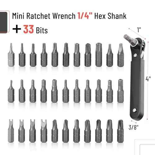 Bates Choice Tamper Proof Torx Bit Set, 13 Pieces Set, T4-T40, Torx Security Bit Set, Tamper-Proof Security with Mini Ratchet Wrench, 1/4-Inch Drive, 34-Piece