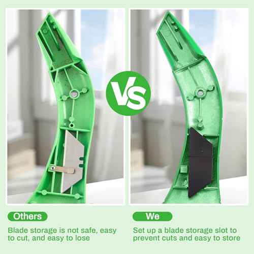 WILLBOND 2 Pcs Navajas Para Roofing Fixed Blade Roofing Knife, Heavy Duty Utility Knife for Drywall, Vinyl, Carpet Cutting, Metal Roofings Tools with Replacement Hook Blades (Green)
