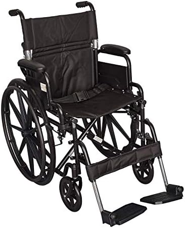 Ziggo 18” Seat Width Pediatric Wheelchair for Kids & Children, Lightweight, Manual Folding Wheelchair w/Safety Belt, Swing-Away Foot Support w/Straps, Desk Length Arm Rests