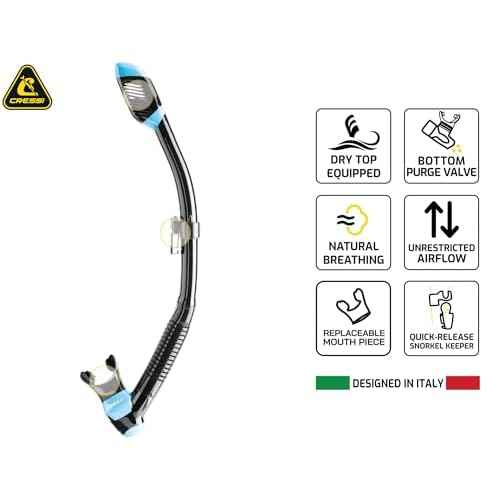 Cressi Single Lens Frameless Scuba Mask & Dry Snorkel for Snorkeling, Scuba Diving, F-Dual & Supernova Dry: Designed in Italy