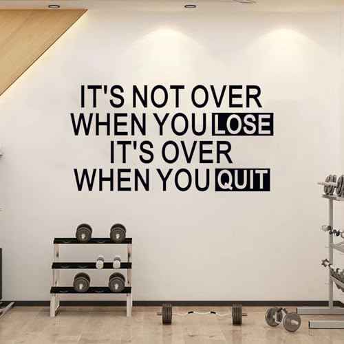 SEATUNE Gym Inspirational Quotes Wall Stickers - Positive Motivational Office Wall Decals - Workplace Home Vinyl Art Wall Decor - It's Not Over When You Lose It's Over When You Quit 21"X11"