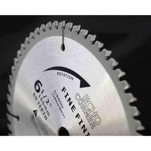 6-1/2 Inch Fine Finish Wood Cutting Circular Saw Blade, Fine Cut Crosscut Framing Plywood MDF Plastic Veneer Lumber Laminate, 5/8 Inch Arbor (60-Tooth)