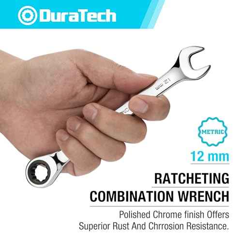DURATECH 12mm Ratcheting Combination Wrench, SAE, 72-Tooth, 12-Point, CR-V Constructed with Mirror Polish