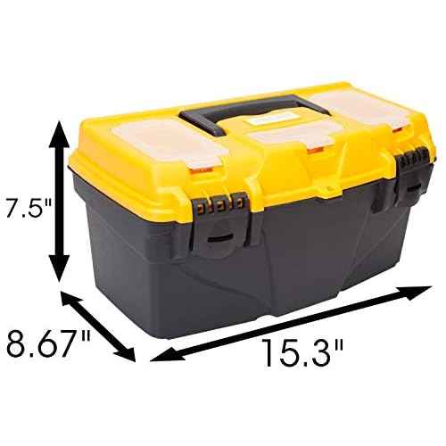BIG RED ATRJH-3015B Torin 15.5" Plastic Storage Tool Box with Removable Tray, Black/Yellow