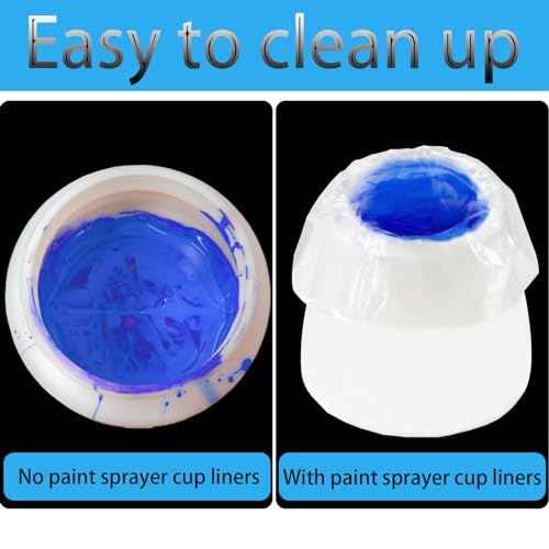 Paint Sprayer Cup Liners 50 Pcs Clear Spray Gun Bags Sprayer Cup Canister Liners for HVLP Wagner Paint Sprayer Parts Accessories Compatible with Most Spray Guns (7.8 x 11.8 Inch)