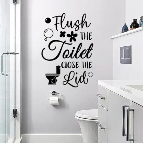 Bathroom Decals Sticker Peel and Stick Wall Decals Vinyl Quotes Art Stickers Positive Stickers Toilet Rules Wall Decor Vinyl Quote Wall Decor for Home