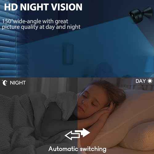 Hidden Camera, 1080P Wireless Mini Camera Indoor Nanny Cam for Home Security, 60-days Battery Life, Auto Night Vision, Motion Detection/Smart Alerts, Live Remote Viewing for Pet/Baby and Home Safety