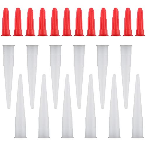12Sets Caulk Extension Nozzle Caulk Saving Cap Sealer Saver Caulking Nozzle Tip Caulk Gun Replacement Applicator Extension Tool Supplies