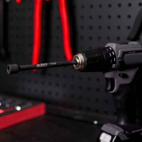 ABN 7/16 IN Impact Nut Driver Tool - SAE 6 IN Long Shank Nut Driver Bits Magnetic Tip Sockets, 1/4 IN Hex Shank
