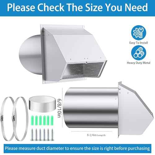 6 Inch Hooded Wall Vent with Screen and Damper,Wall Exhaust Vent Cover Cap,Dryer Vent Cover Outside,External Extractor Wall Vent Hood for House Kitchen Range Hood Air Ventilation White