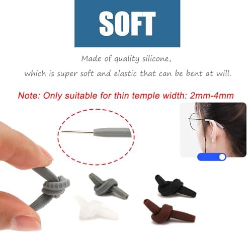 OPUGIT Eyeglass Ear Cushions End Tip Grips Anti-Slip Silicone Ear Hooks Tube Sleeve Temple Tips 8 Pairs