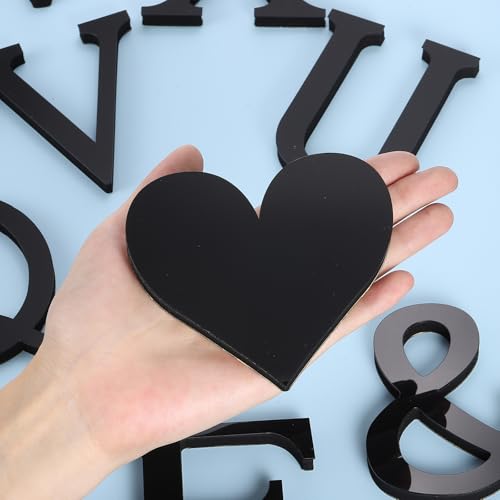 PATIKIL 3D Acrylic Alphabet Mirror Wall Stickers Symbol Heart Self-Adhesive Home Decor Letter Sign Art Sticker Decal for DIY Home Decoration Black