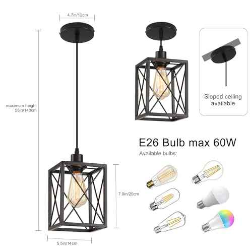 Black Pendant Lighting Modern Pendant Light, Adjustable Pendant Light Fixture,Pendant Lights Kitchen IslandLight (3 Pack Square Pendant Light)