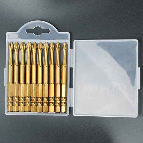 AUTOTOOLHOME 3 inch Titanium Coated Magnetic PH2 Anti Slip Screwdriver Bits Set Phillips Bits #2 Impact Driver Bits TS2