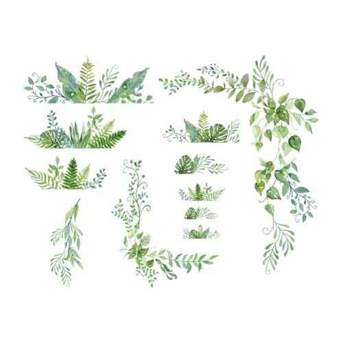SUPERDANT Green Plants Wall Decals 2 Sheets/Set Vines Branches Leaves Wall Sticker Removable Vinyl Art Mural Decals for Living Room Bedroom Balcony Corridor Window TV Entrance Door Mirror Decor