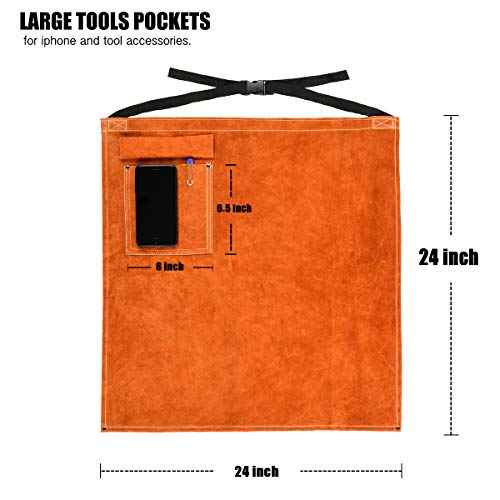 QeeLink Welding Waist Apron with Pocket 24" X 25" Leather Wasit Tools Half Aprons for Men and Women