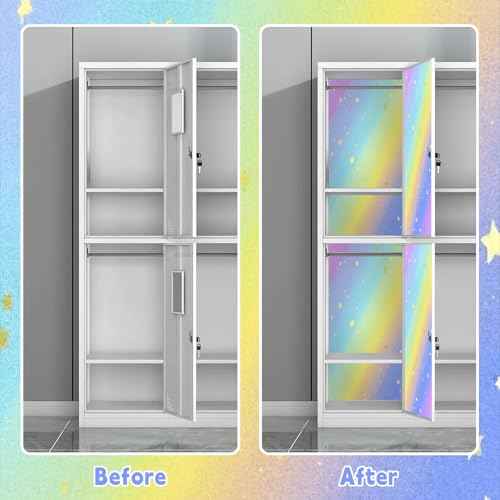 6 Pcs School Locker Magnetic Wallpaper 12" x 12"Removable, Waterproof, Trimmable Sticker Locker Decorations Accessories, Back to School Supplies University Students Teens and Office Wall(Rainbow)